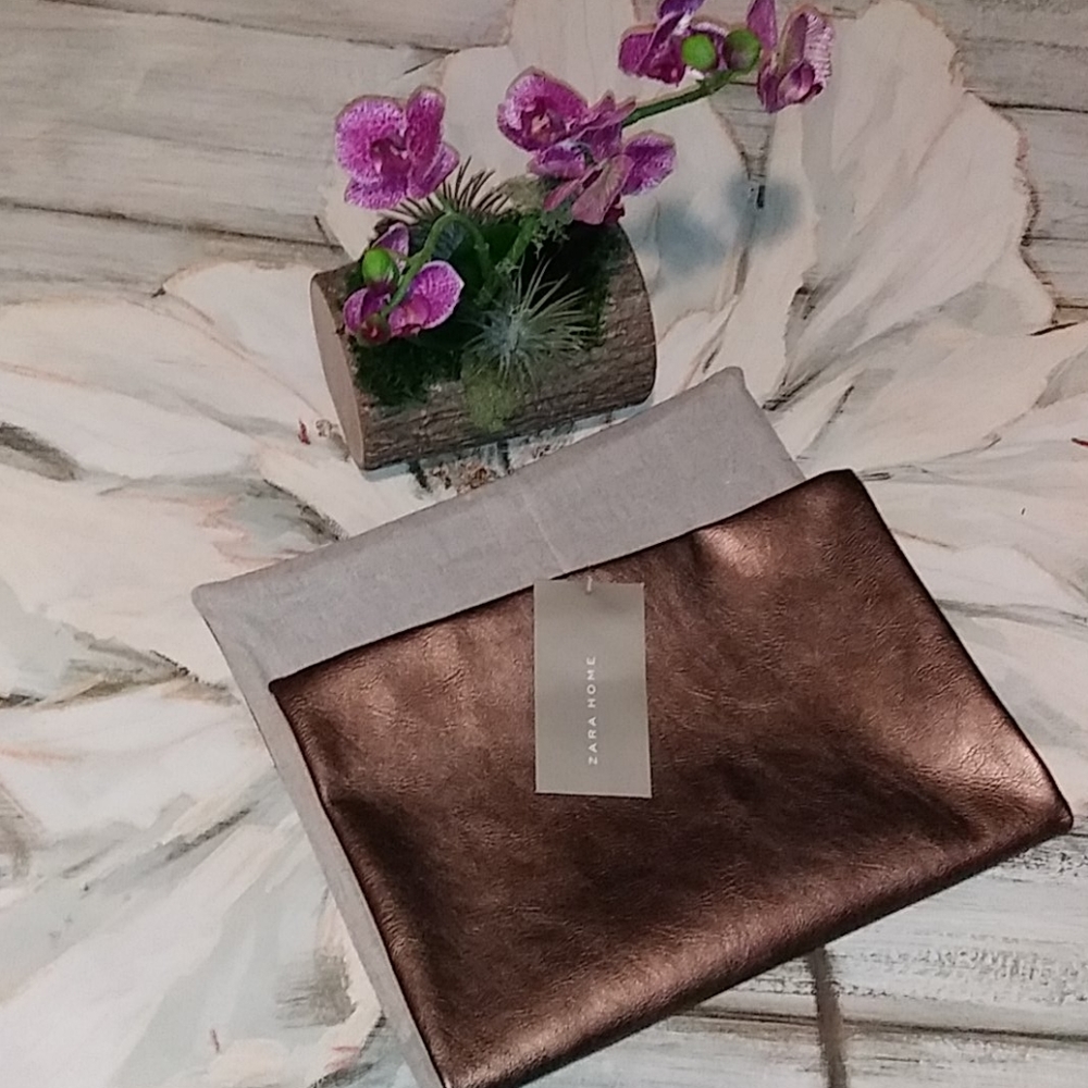 ZARA Shinny COPER Faux Leather Pillow Case